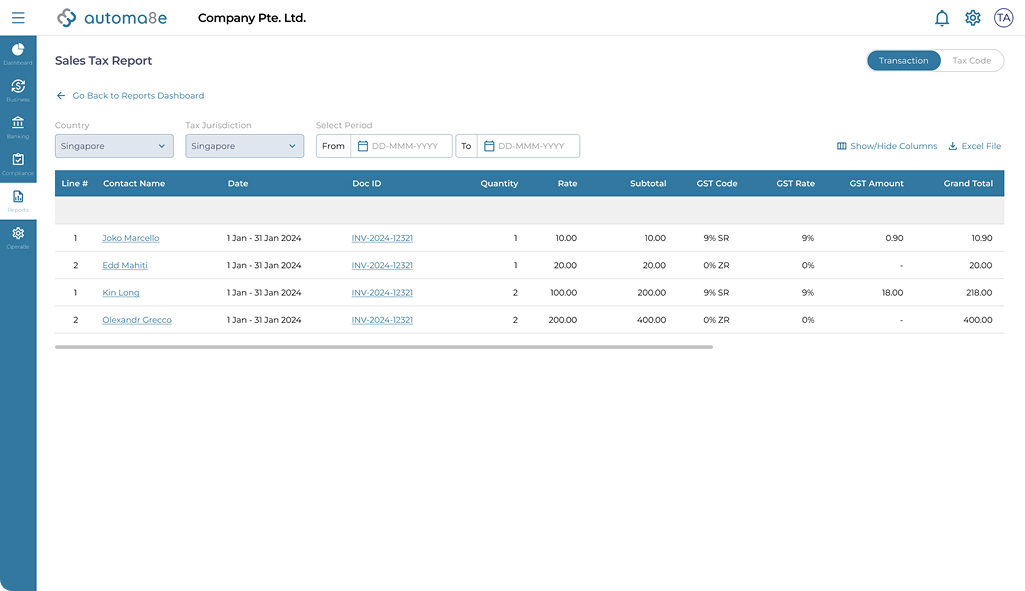 Regulatory GST computation